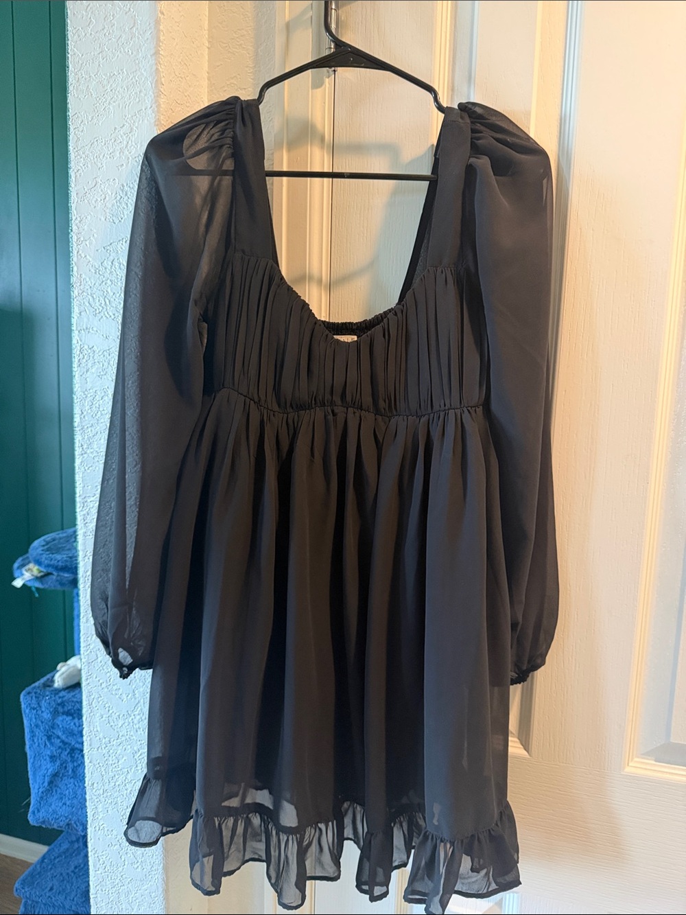 Black Longsleeve Babydoll Mini Dress